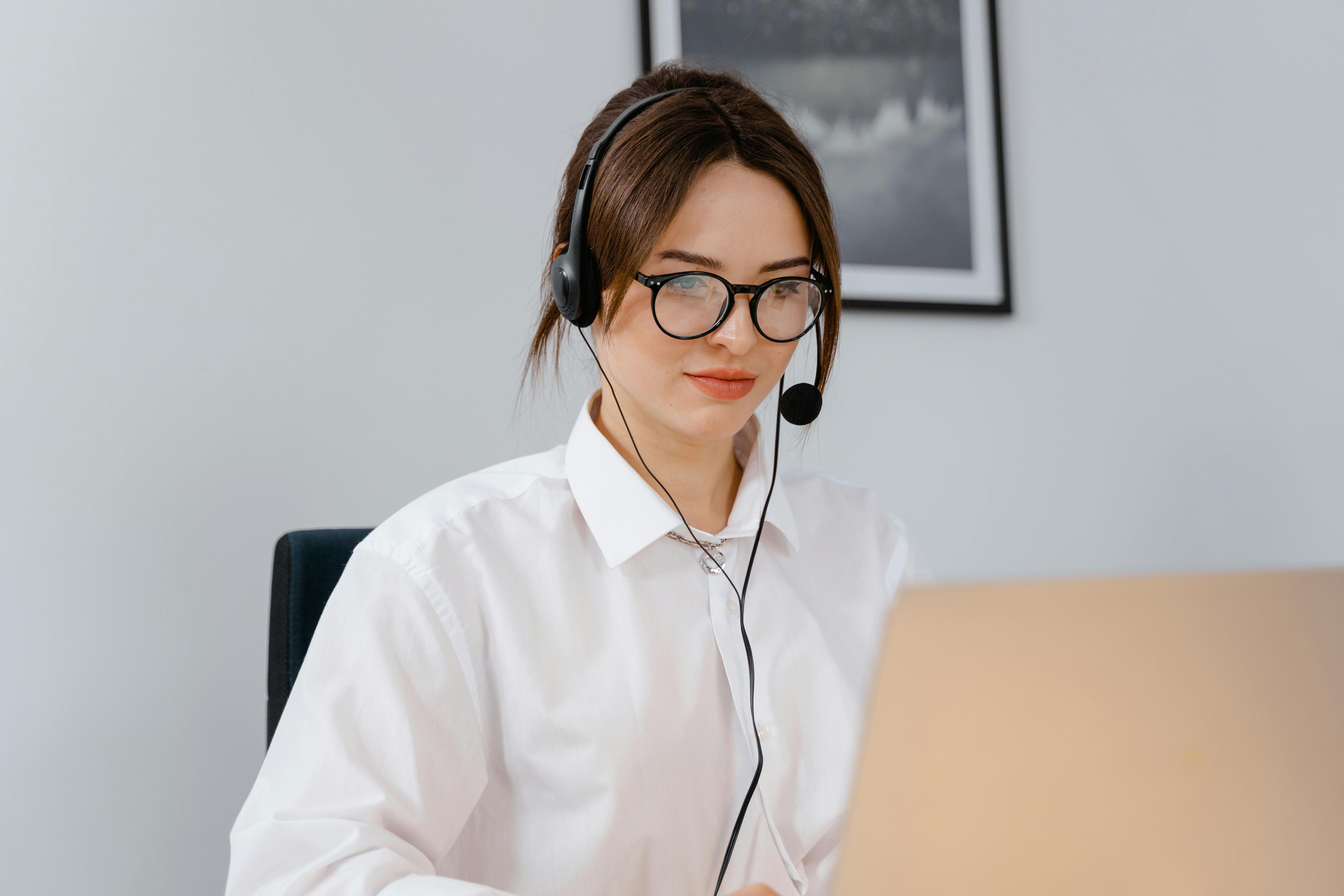 Call Center Lady On Computer