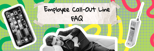 Employee using employee call out line with employee call out line text in background