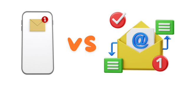 sms fighting with email to compare the difference between the two